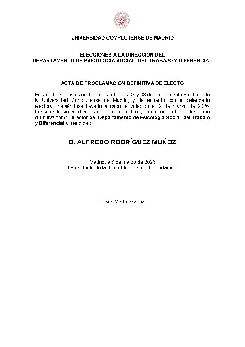 CONVOCATORIA ELECCIONES DIRECCIÓN DE DEPARTAMENTO